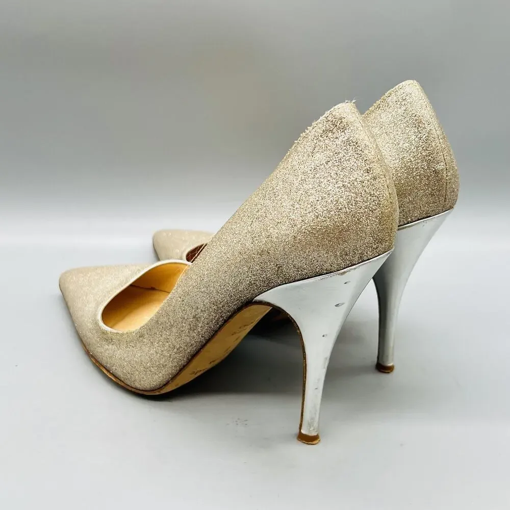 Kate Spade Shoes Women 9 Gold Glitter Pointed Toe Stiletto Heel Pump Dress Party